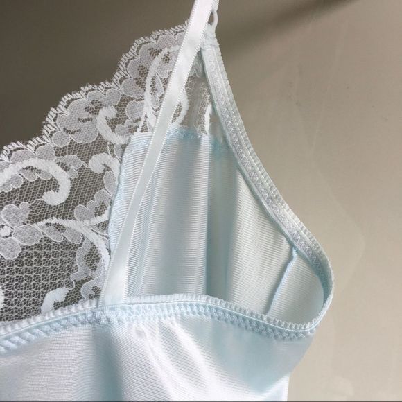 Vintage Maidenform lace edged cami camisole baby blue sz 32 small​ lacy slip​ - Picture 5 of 12